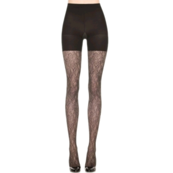 SPANX Uptown Tight-End Patterned Bodyshaping Tights In Tuxedo Stripe Blk Size D - Picture 1 of 11